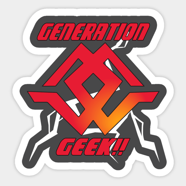 Generation Geek!! Red Dub-G logo with text Sticker by Ka-Pow!! The Comic Art Academy